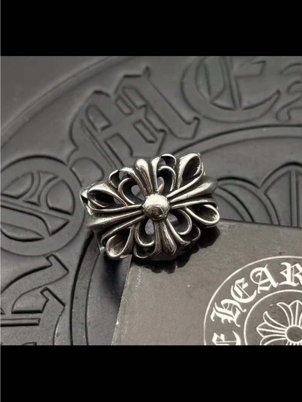 Chrome Hearts Silver Flower Cross Ring